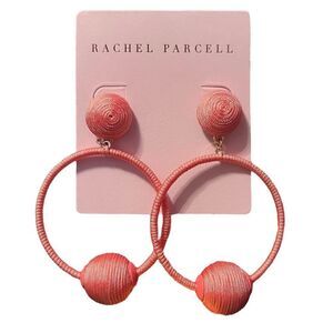 Rachel Parcell Thread Wrapped Frontal Hoop Earrings In Mauve Gold NWT